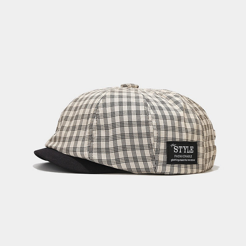 Wholesale Cotton Vintage Plaid Patch Octagonal Hat